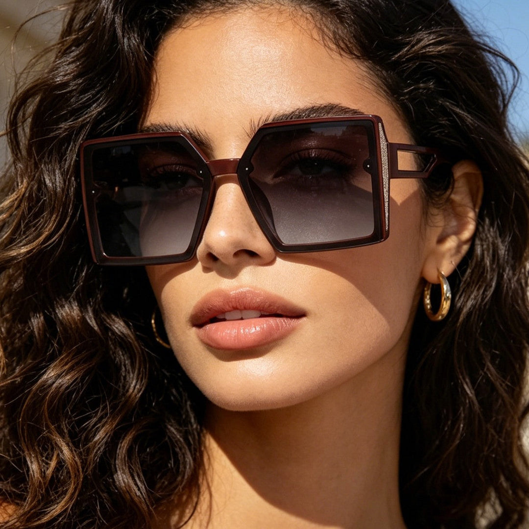Women's sunglasses with unique square frame and sparkling accent Kalsten