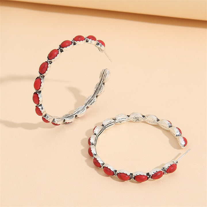 Kalsten | Vintage C-Shaped Turquoise Hoop Earrings