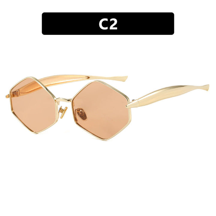 Women's hexagonal sunglasses with elegant metal frame and UV protection Kalsten