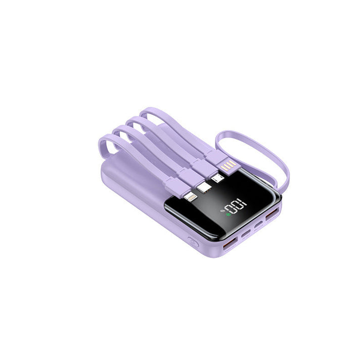 Portable power bank with multiple integrated charging cables and digital display Kalsten