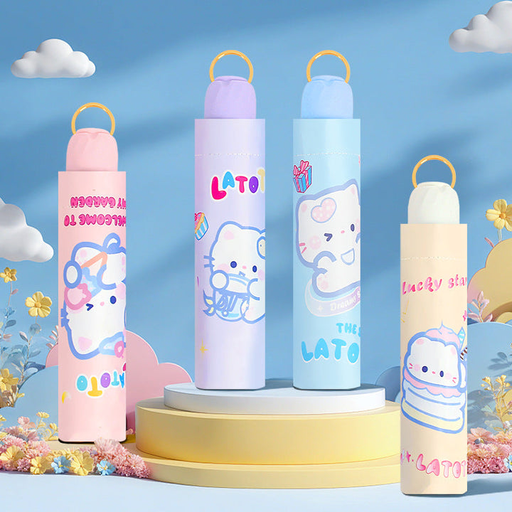 Women Folding Umbrella with Cute Animal Design Kalsten
