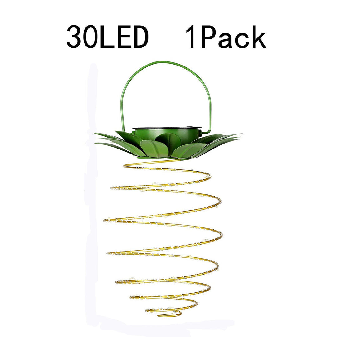 Spiral Hanging Solar LED Lantern With Lotus Canopy And Carrying Handle Kalsten