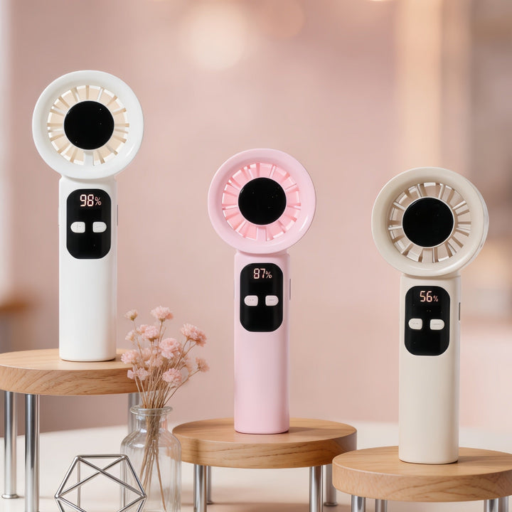 Ladies Portable Hand Fan with LCD Display and USB Connection Kalsten