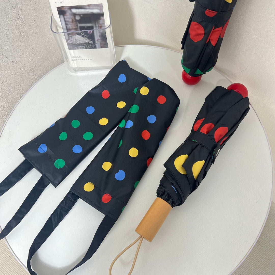 Ladies designer foldable umbrella with colorful polka dot pattern Kalsten