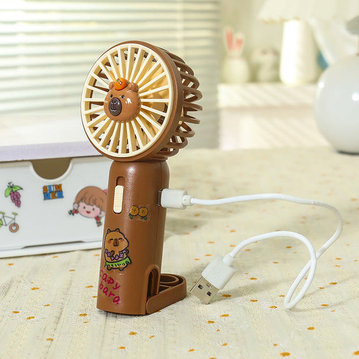 Women's Portable Handheld Fan with Integrated LED Light and Animal Design Kalsten
