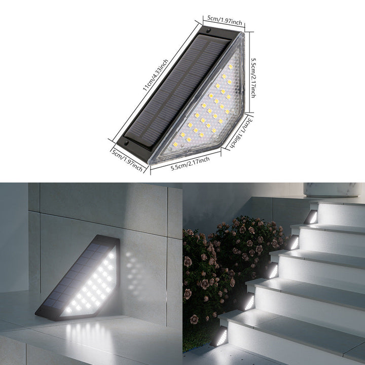 Triangular Solar LED Corner Step Light With High-Efficiency Photovoltaic Panel And Waterproof Housing Kalsten