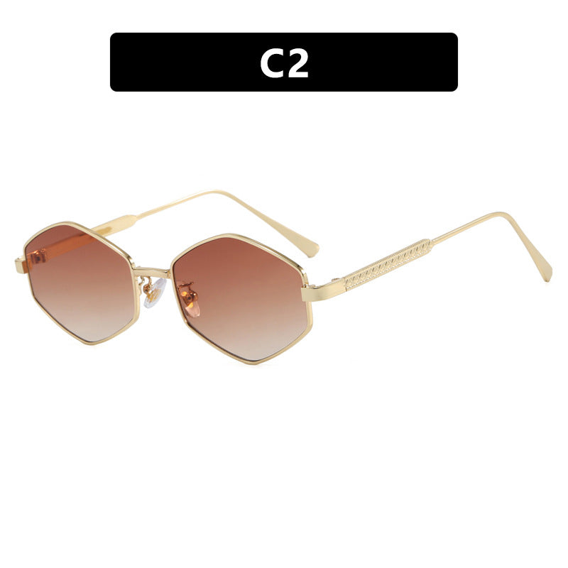 Women's hexagonal sunglasses with elegant metal accents and UV protection Kalsten