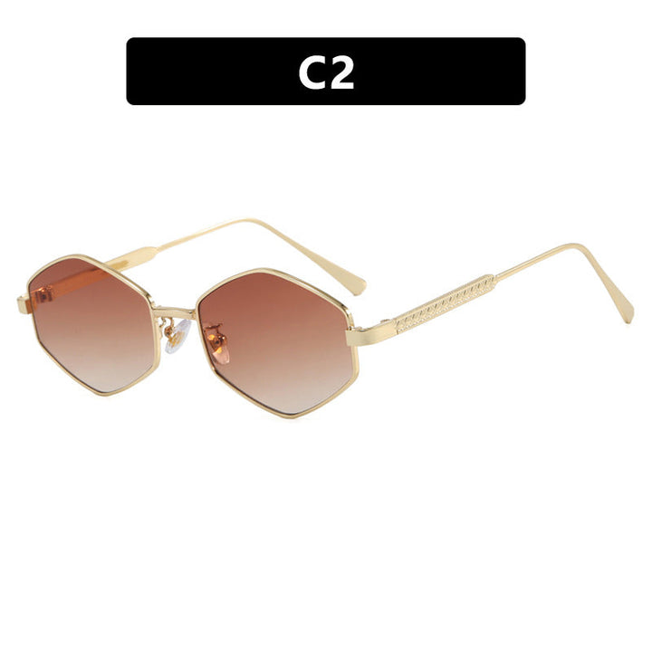 Women's hexagonal sunglasses with elegant metal accents and UV protection Kalsten