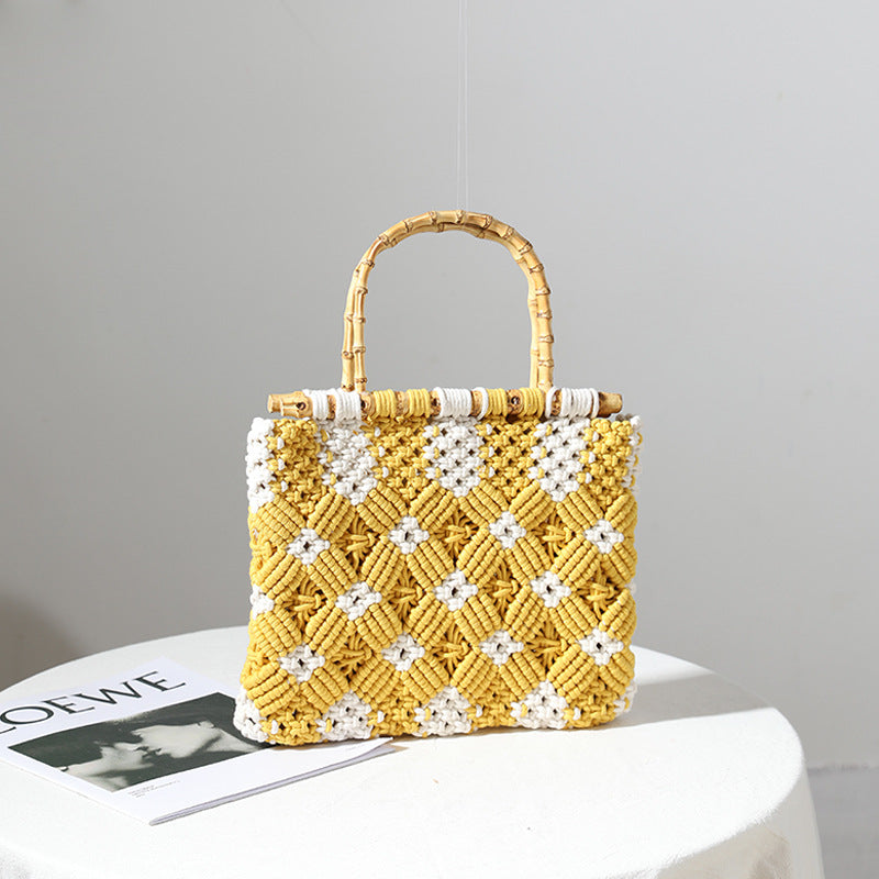 Stylish, Braided Handbag with Unique Checkered Pattern Kalsten