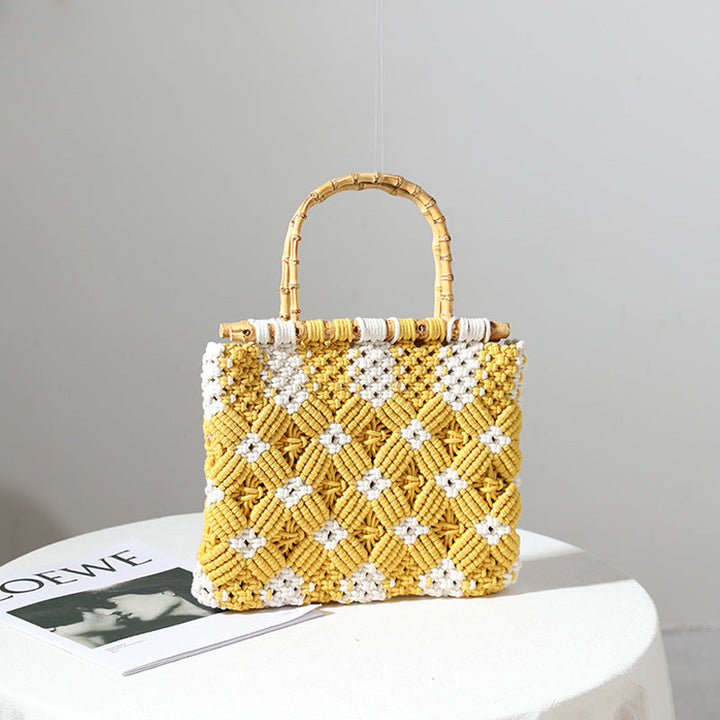 Stylish, Braided Handbag with Unique Checkered Pattern Kalsten