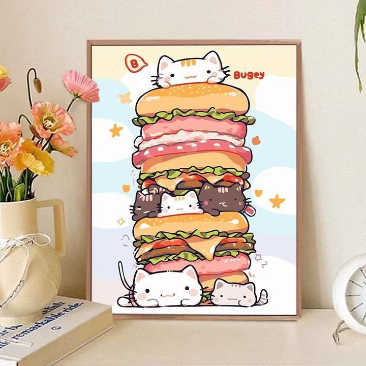 Playful Cat-Themed Food Art Print Kalsten