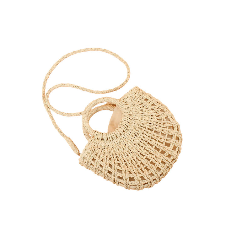 Shoulder bag made of woven natural material with round opening Kalsten
