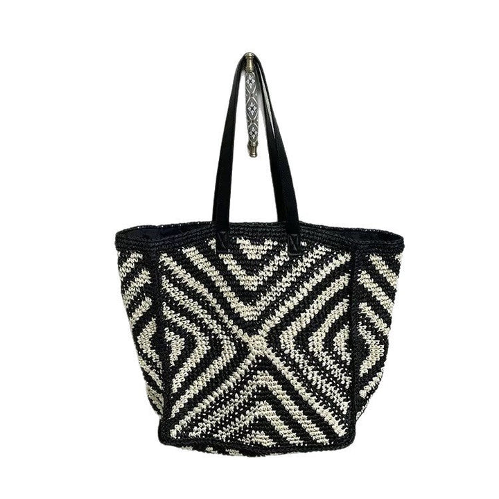 Designer basket bag with graphic pattern Kalsten
