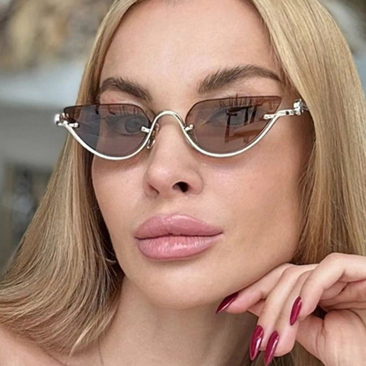 Ladies Cat-Eye Sunglasses with Gold-Colored Metal Frame and UV Protection Kalsten