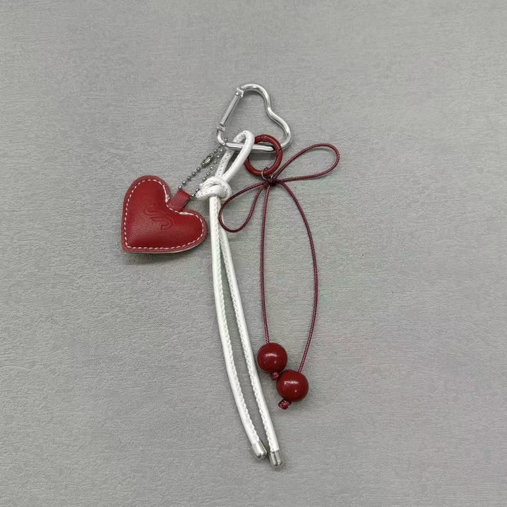 Heart-Shaped Leather Charm Keychain Kalsten