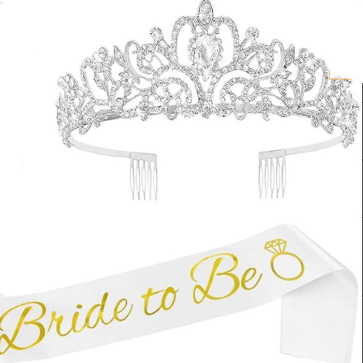 Women Elegant Tiara with Personalized Sash Kalsten