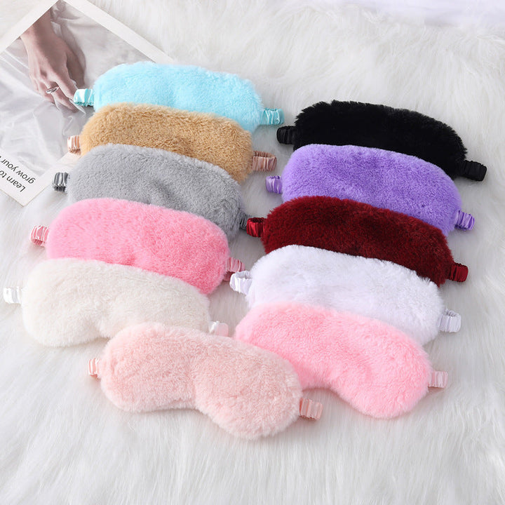 Women's fluffy ergonomic eye mask with adjustable satin band and soft faux fur cover Kalsten