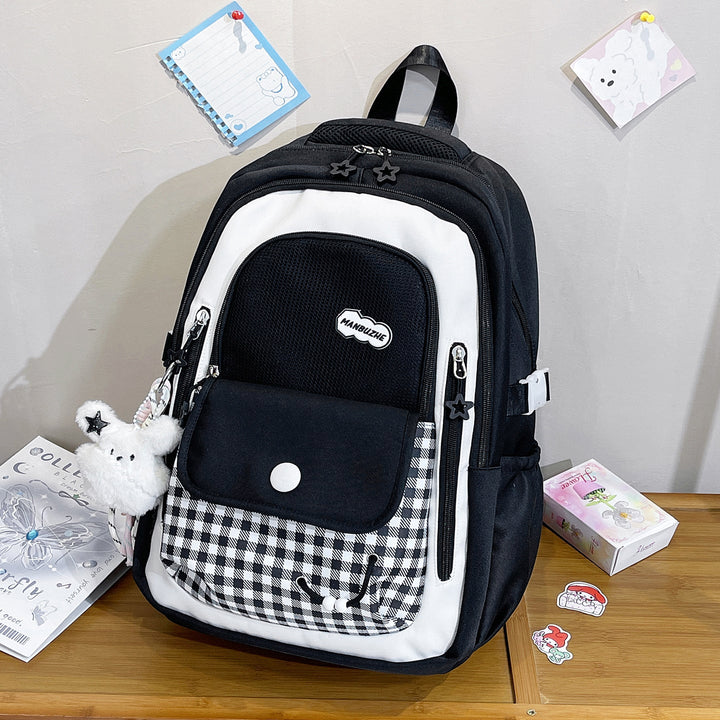 Playful Gingham Patterned School Backpack