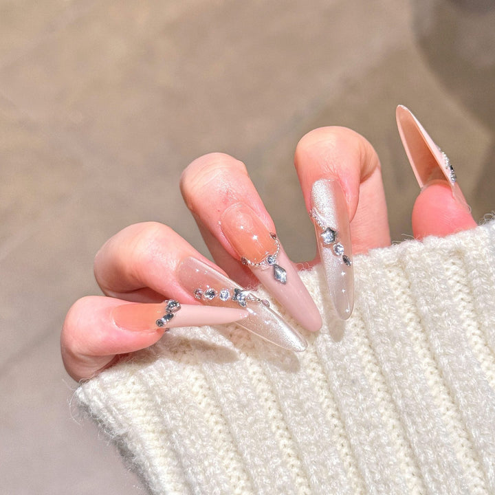 Glamorous Rhinestone-Embellished Press-On Nail Extensions Kalsten