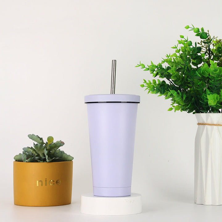 Women's stainless steel drinking cup with straw Kalsten