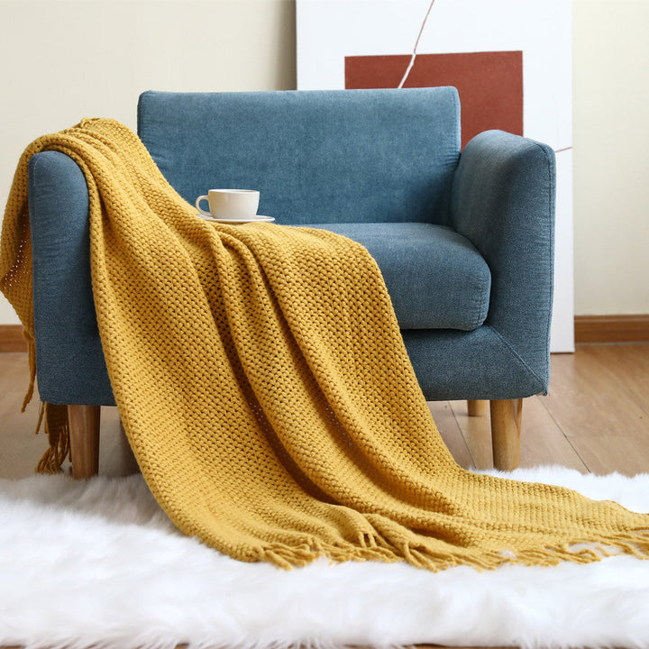 Women cozy knit blanket with decorative pattern Kalsten