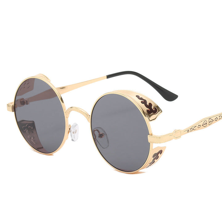 Ladies round sunglasses with luxurious gold frame and decorative elements Kalsten