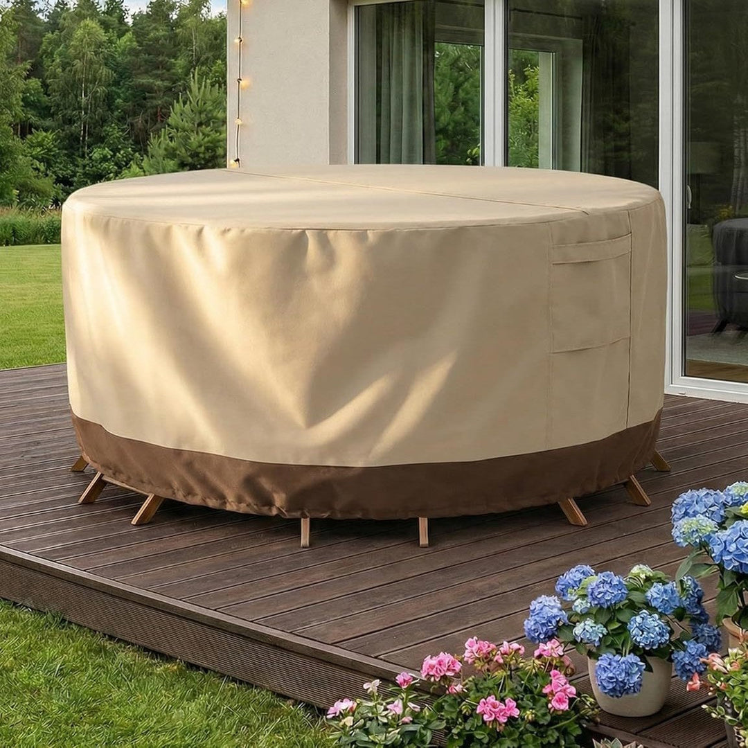 Protective cover for round garden tables with breathable material Kalsten