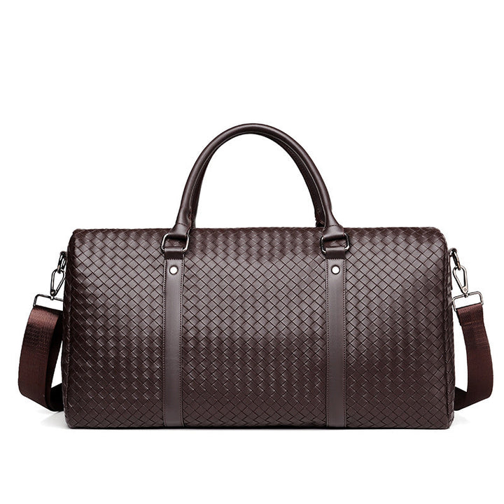 Woven Leather Weekend Duffel Bag Kalsten
