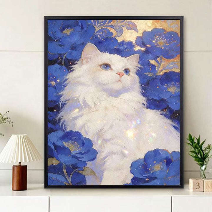 Floral Cat-Themed Wall Art Print Kalsten