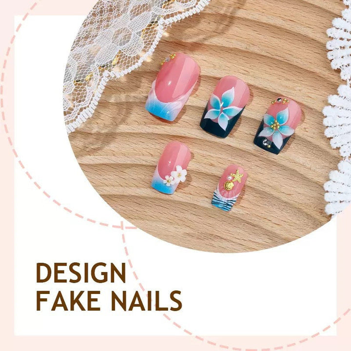Floral-Themed 3D Press-On Nail Art Kalsten