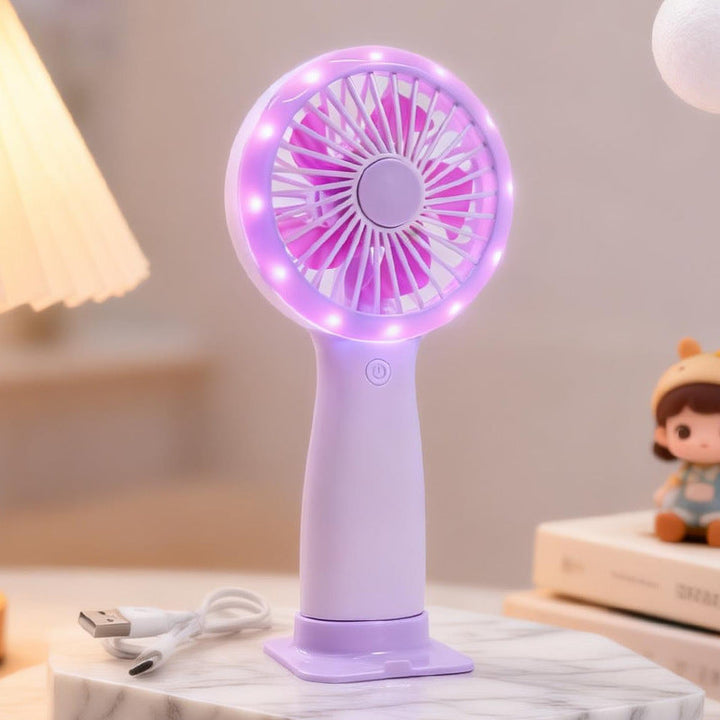 Ladies portable hand fan with LED lighting and USB connection Kalsten