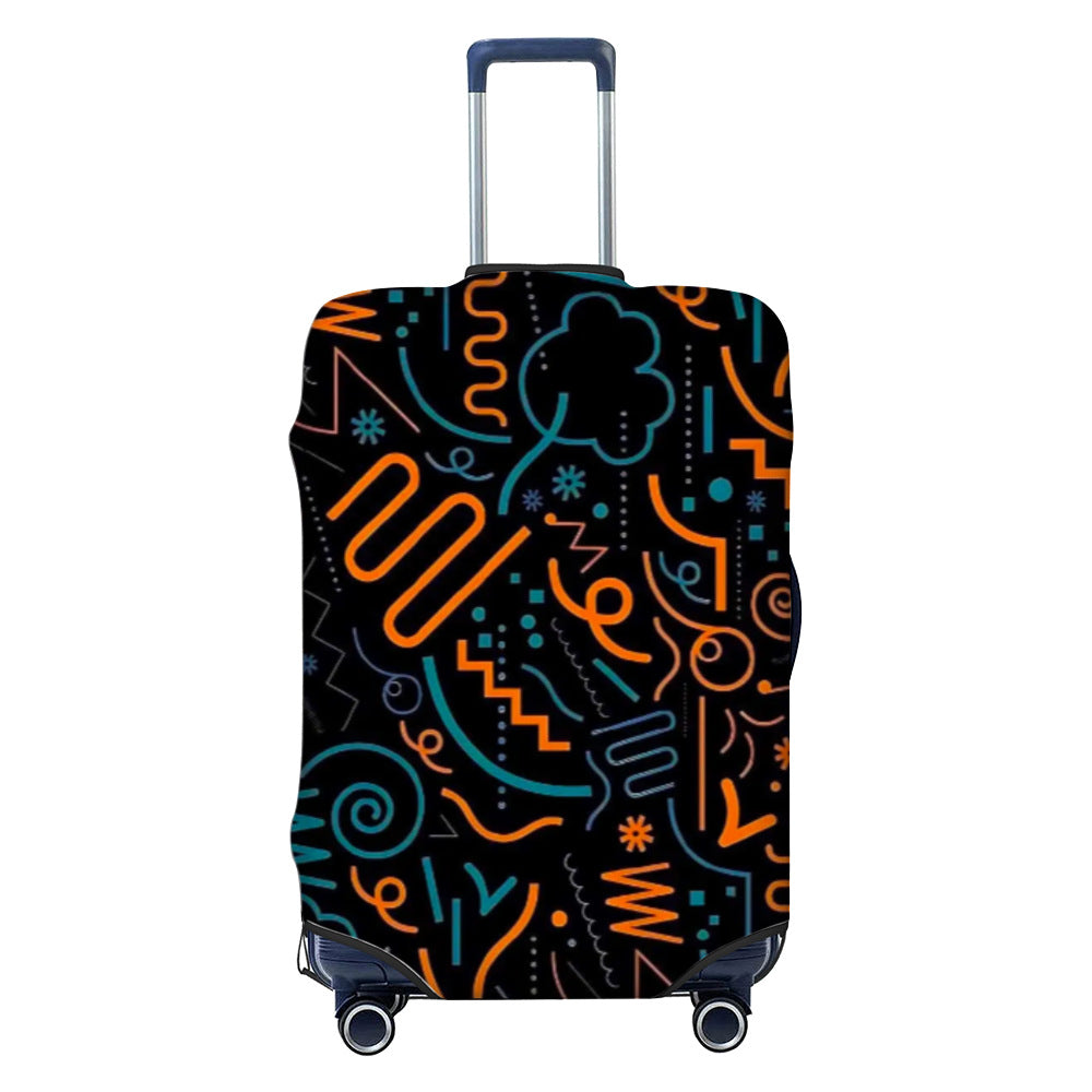 Unisex nan elastic luggage cover with geometric design, stretchable polyester-spandex fabric, zipper opening and non-slip inner securement for trolley Kalsten