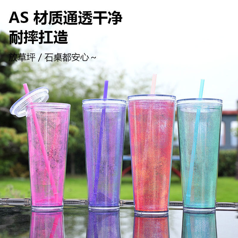 Ladies Glittering Drinking Bottle with Straw Kalsten