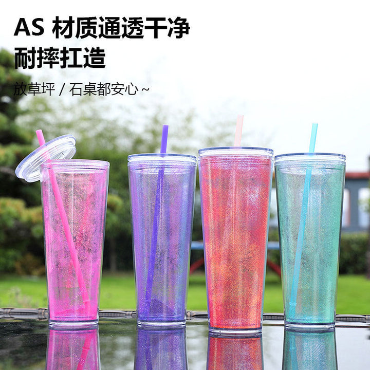 Ladies Glittering Drinking Bottle with Straw Kalsten