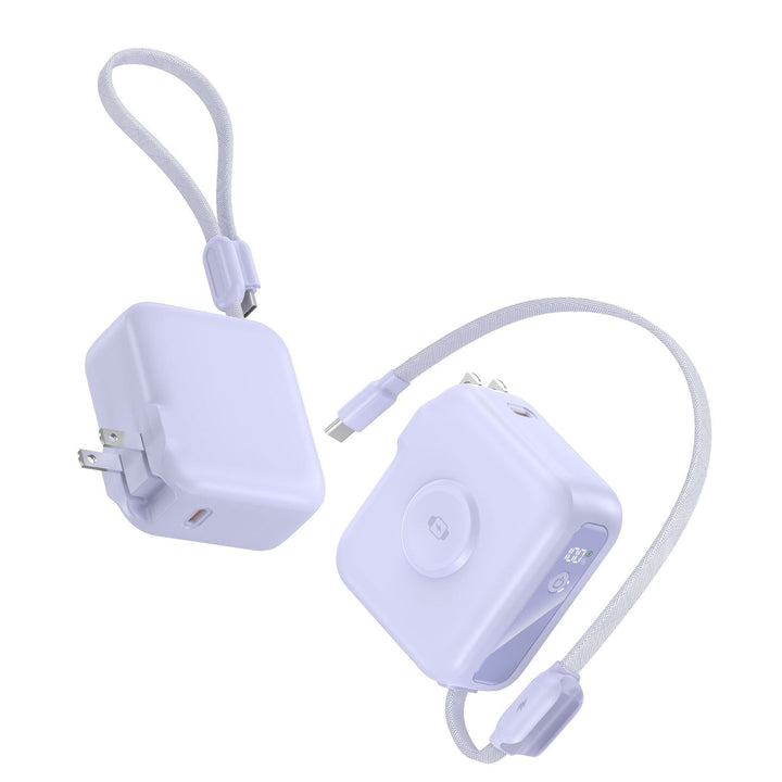 Compact charger with integrated USB-C cable and digital display Kalsten