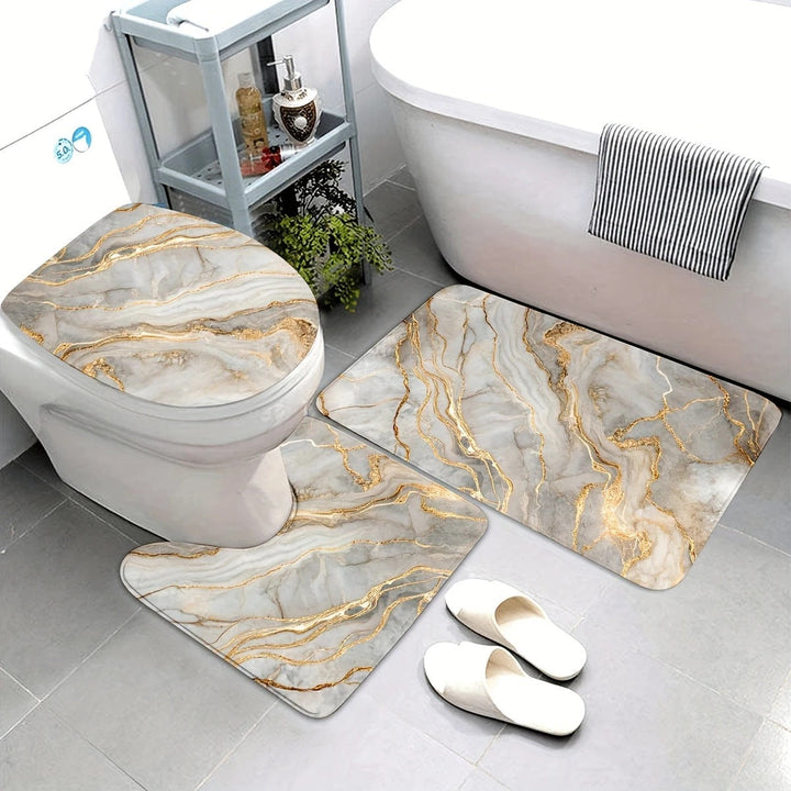Artistic Marble Print Bath Mat Set Kalsten