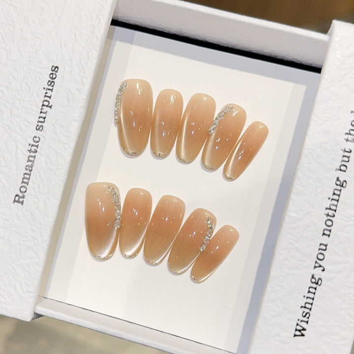 Elegant artificial nail tips with glitter details Kalsten