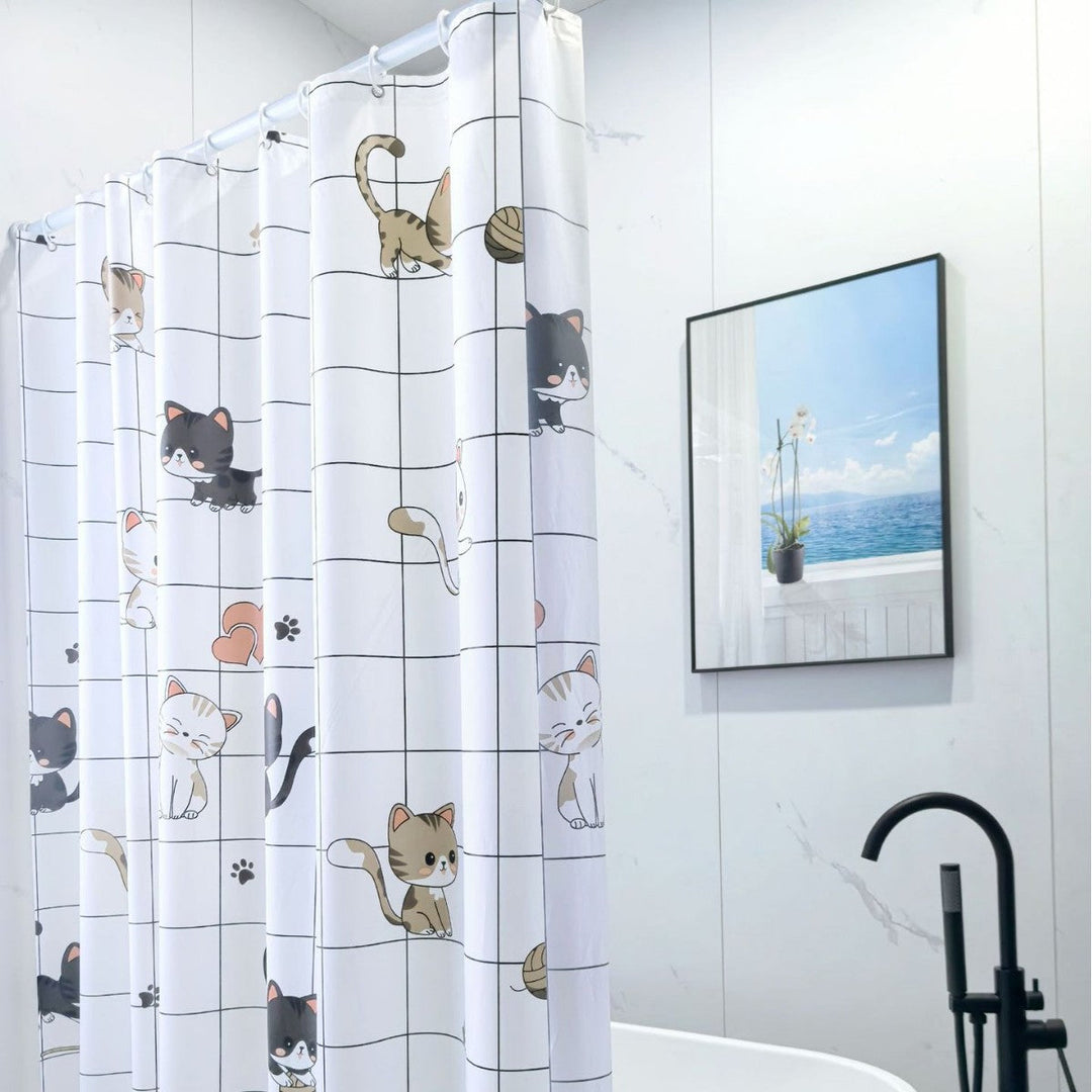 Elegant Leaf Print Bathroom Shower Curtain Kalsten