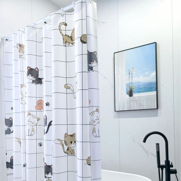 Elegant Leaf Print Bathroom Shower Curtain Kalsten