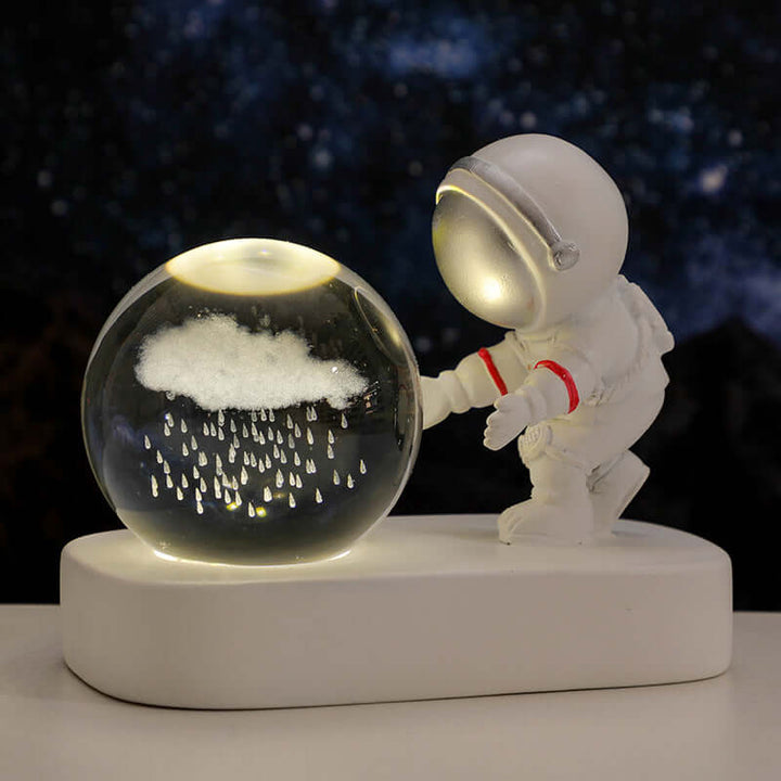 Glowing Planetary Galaxy Astronaut Crystal Ball Night Lights USB Power Warm Bedside Light Brithday Gift Night Lamp | Kalsten
