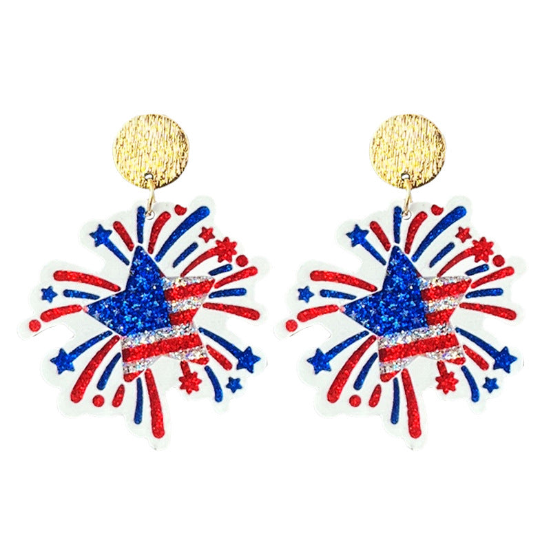 Women's shimmering statement earrings with star and fireworks design made of acrylic Kalsten