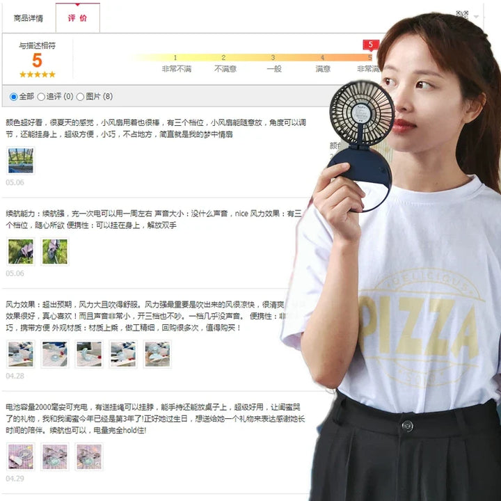Unisex one size compact foldable rechargeable USB personal fan with tiltable head and lanyard Kalsten