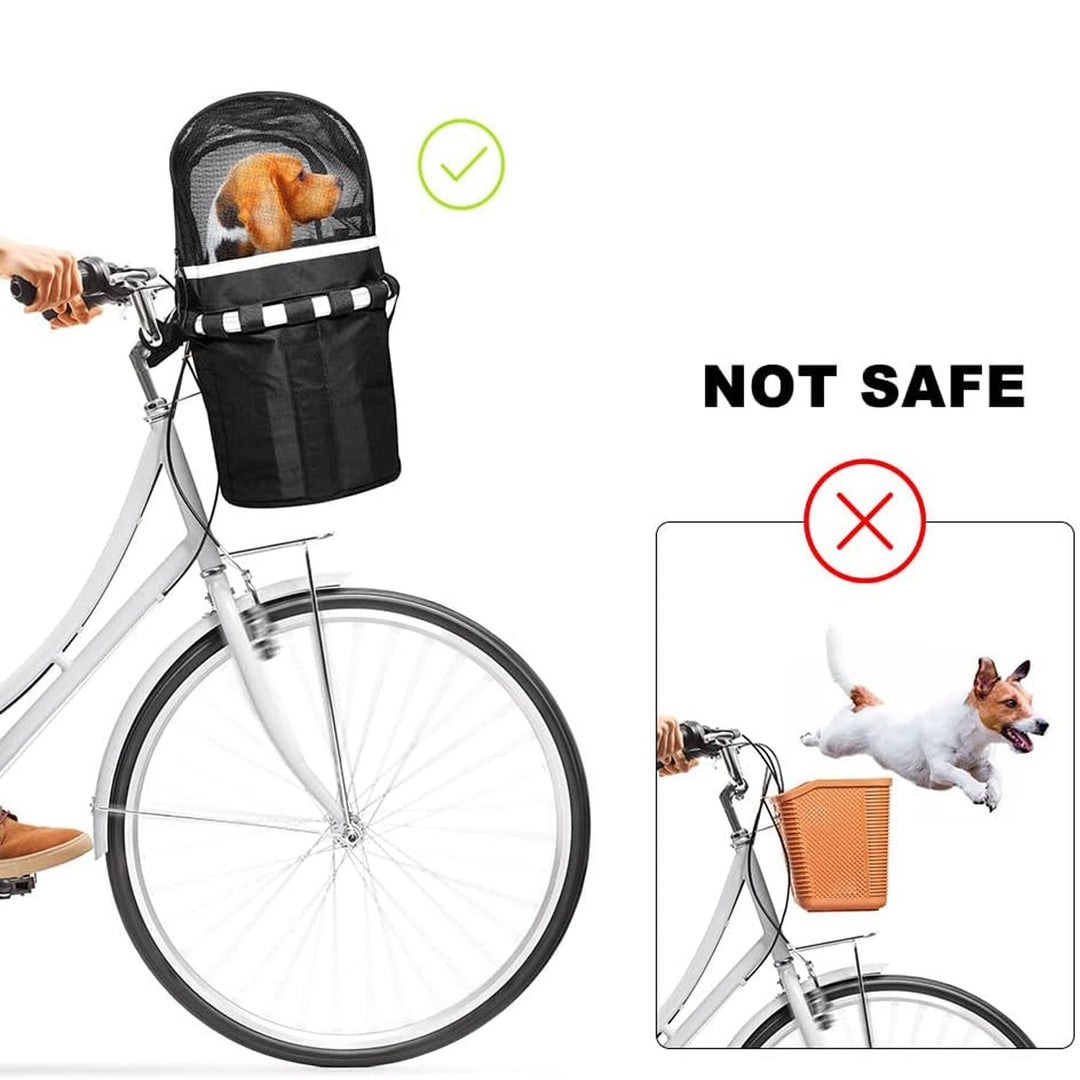 front-mounted breathable mesh bicycle pet basket canopy with reflective trim Kalsten