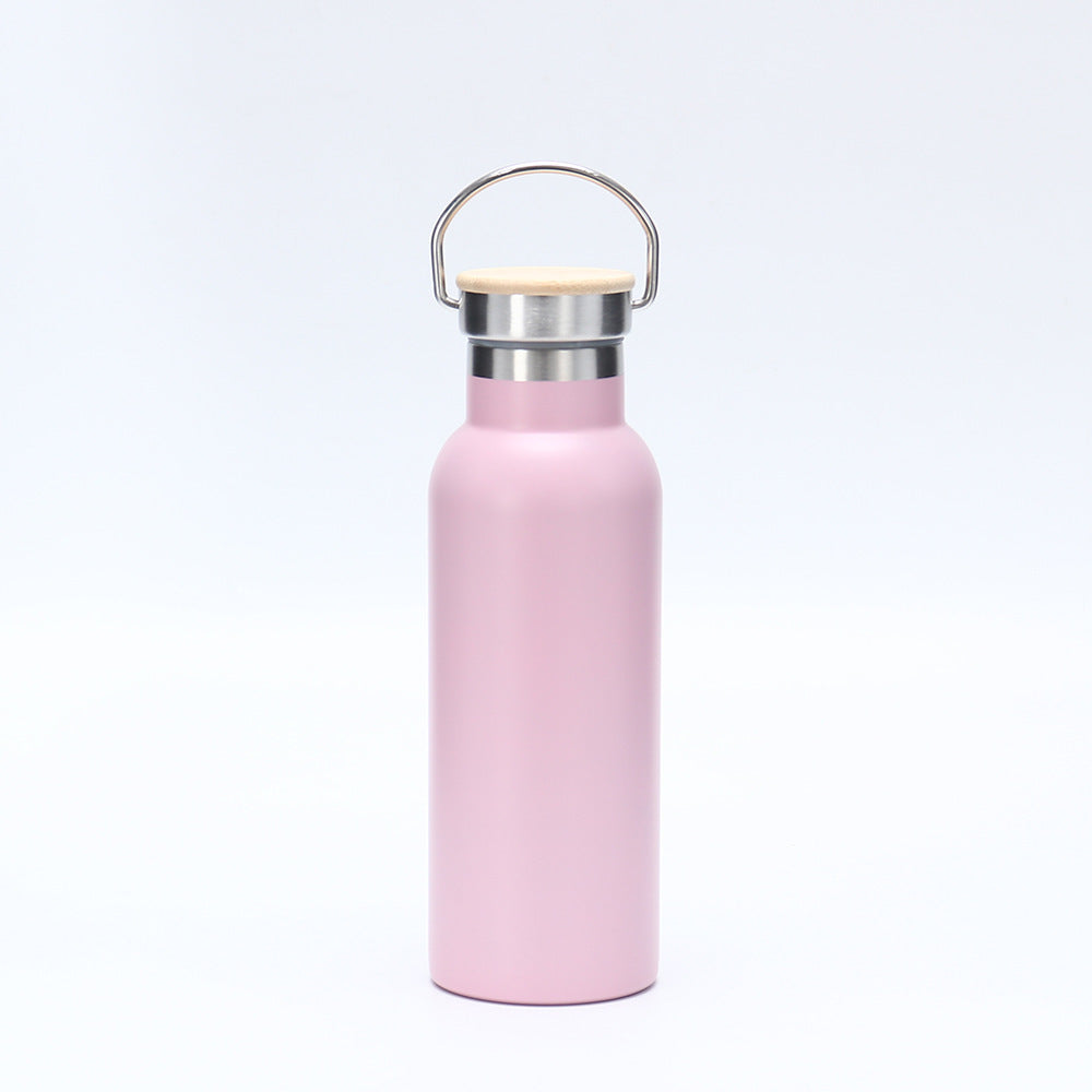 Women's insulated stainless steel drinking bottle with wooden lid Kalsten