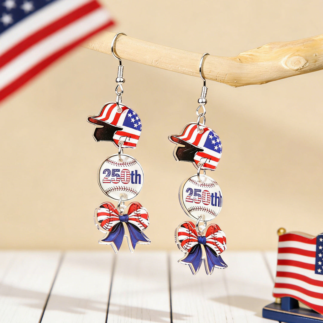Women's eye-catching statement earrings made of acrylic with patriotic bow pendant Kalsten