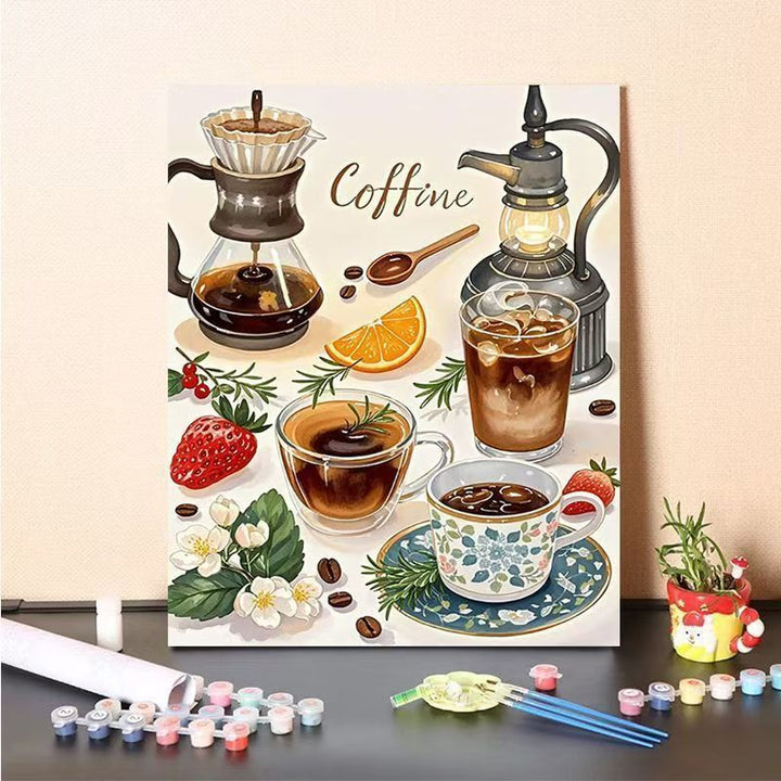 Coffee-Themed Paint by Numbers Canvas Art Kit Kalsten