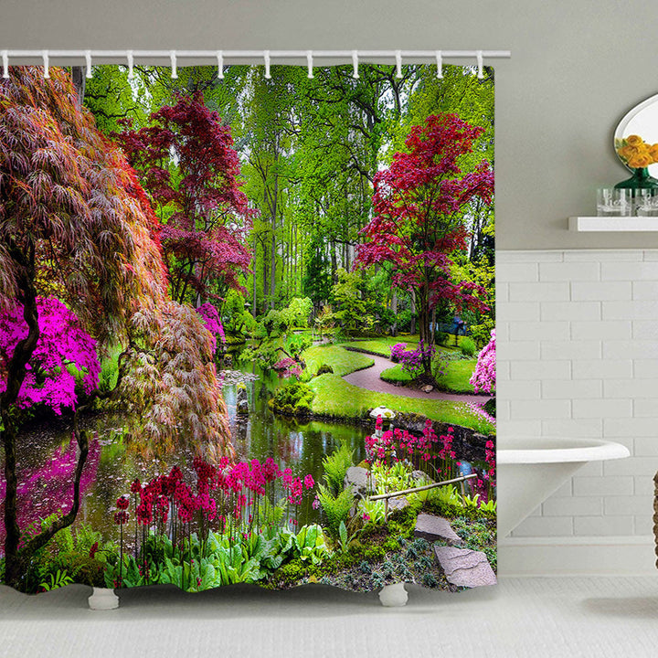 Scenic Garden Print Shower Curtain Kalsten
