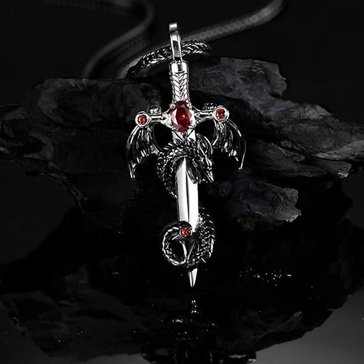 Dragon-Embellished Sword Pendant Necklace Kalsten
