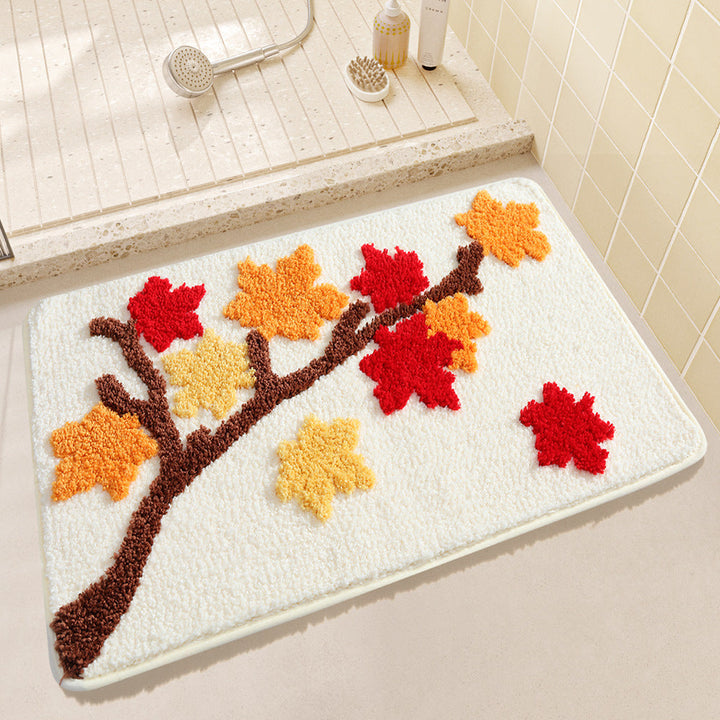 Leaf Design Plush Bathroom Mat Kalsten