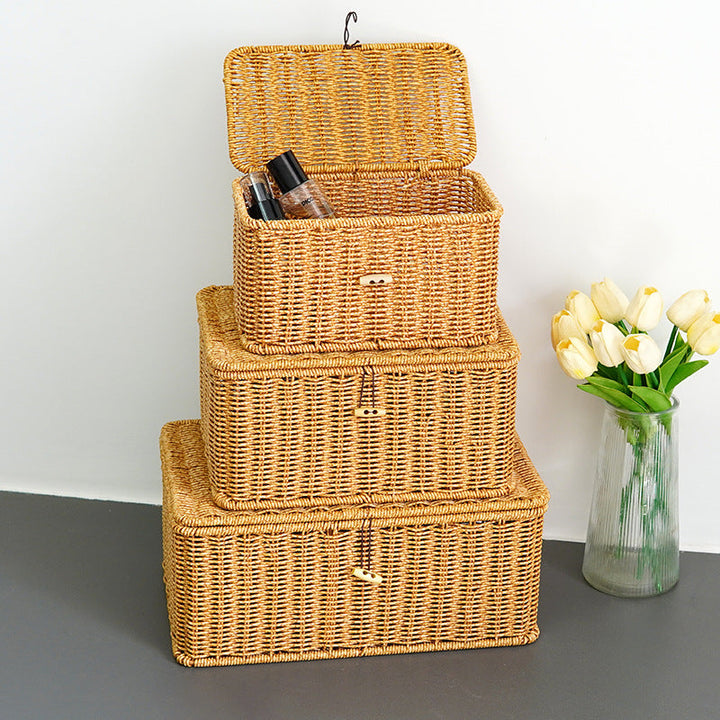 Women Large Storage Basket with Lid Kalsten